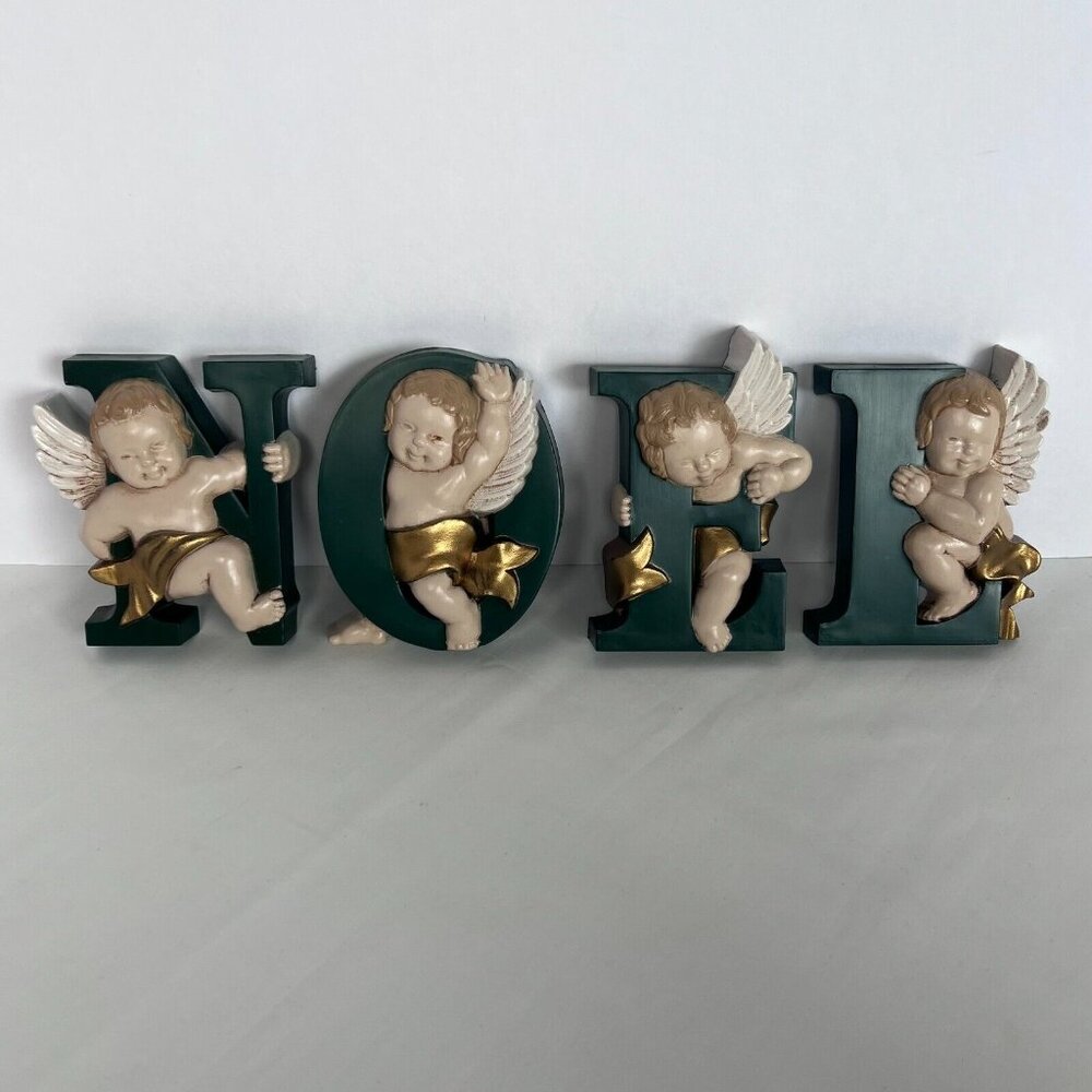 Christmas NOEL Angel Plaques By Burwood Products Co. Made‎ In USA VTG 70s